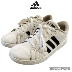 ADIDAS classic three striped retro white leather kids sneakers shoes size 2